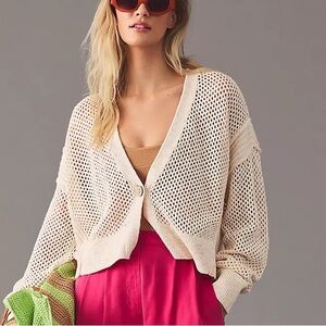 Pilcro by Anthropologie Open-Stitch Cardigan Sweater